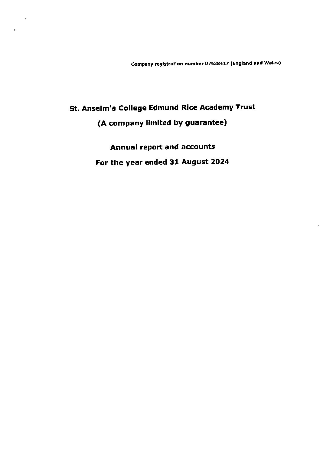 Audited Accounts for the period 1st September 2023 to 31st August 2024