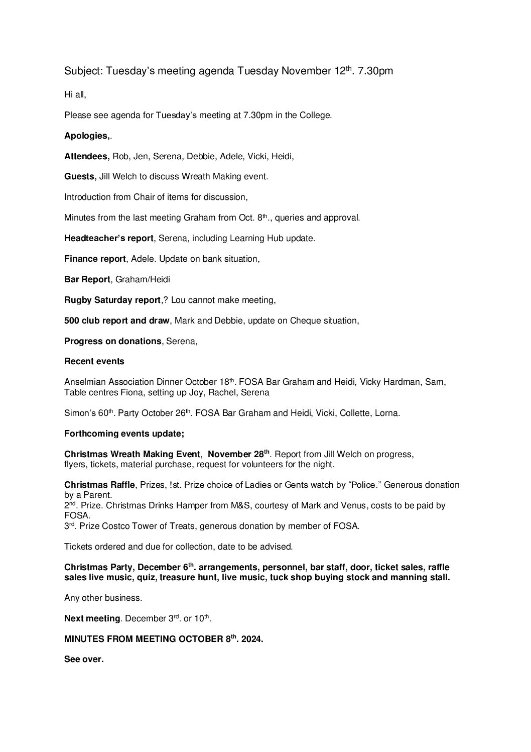 15. Agenda November 12th 2024